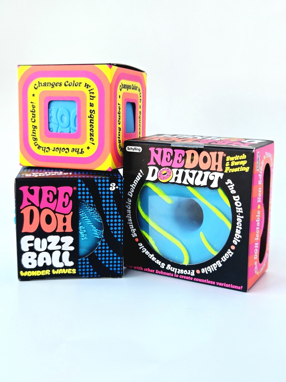 NeeDoh Donut & Fuzz Ball Set - Blue